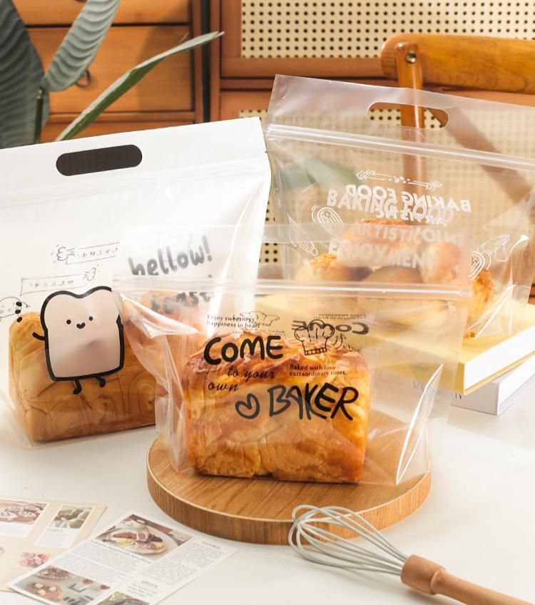 100 Pack Black Border Toast Bag, Large 26.5×32+11cm