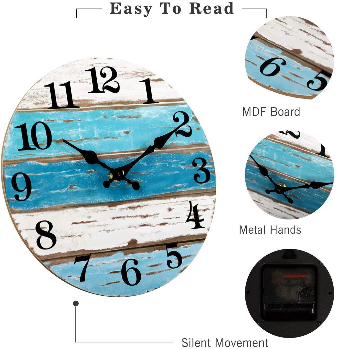 Wooden Wall Clock No.3, 10 Inch
