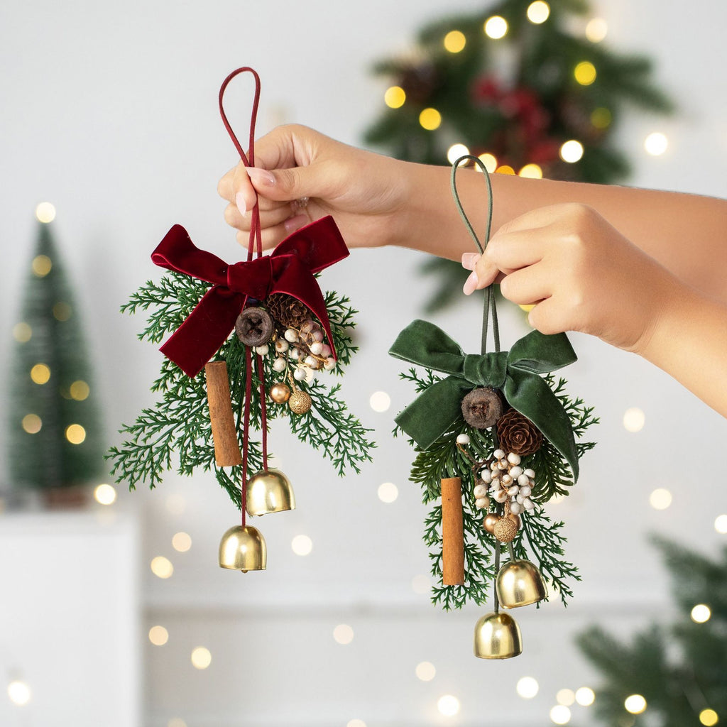 D9 Christmas Pine Wreath Ornament Green 2 Pack