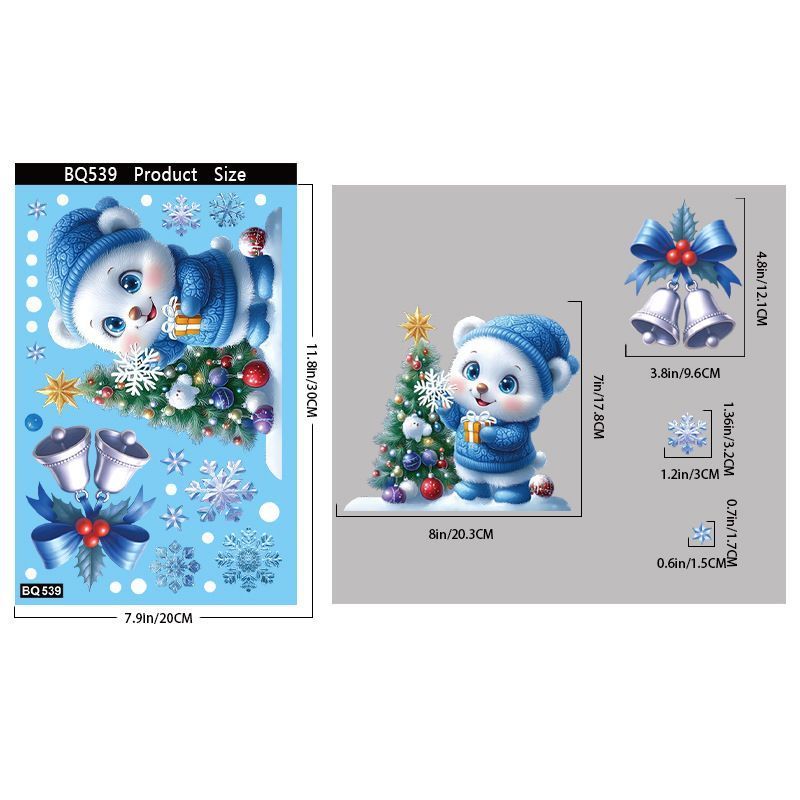 9 Styles Christmas Window Stickers Pack