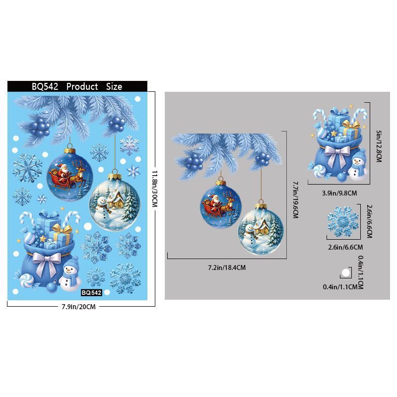9 Styles Christmas Window Stickers Pack