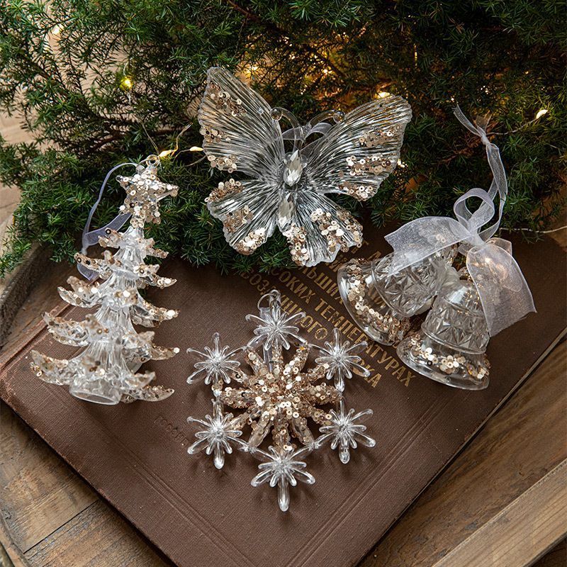 2pcs 3D Five-pointed Star Christmas Ornament Props