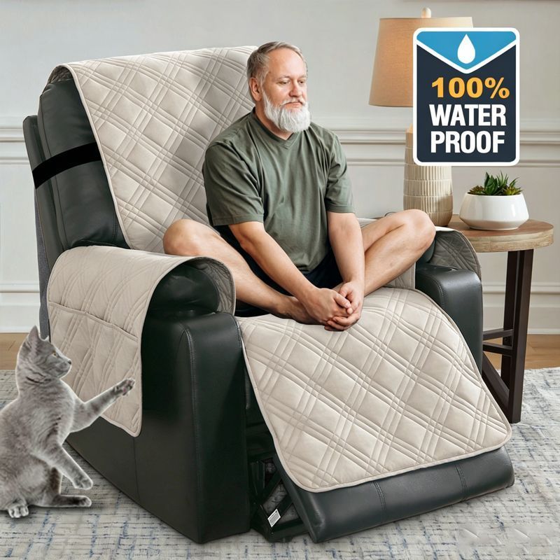 Electric Recliner Sofa Cover - Smoky Cyan