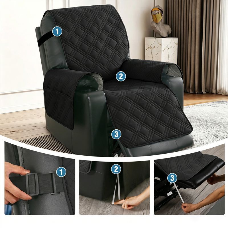 Electric Recliner Sofa Cover - Black