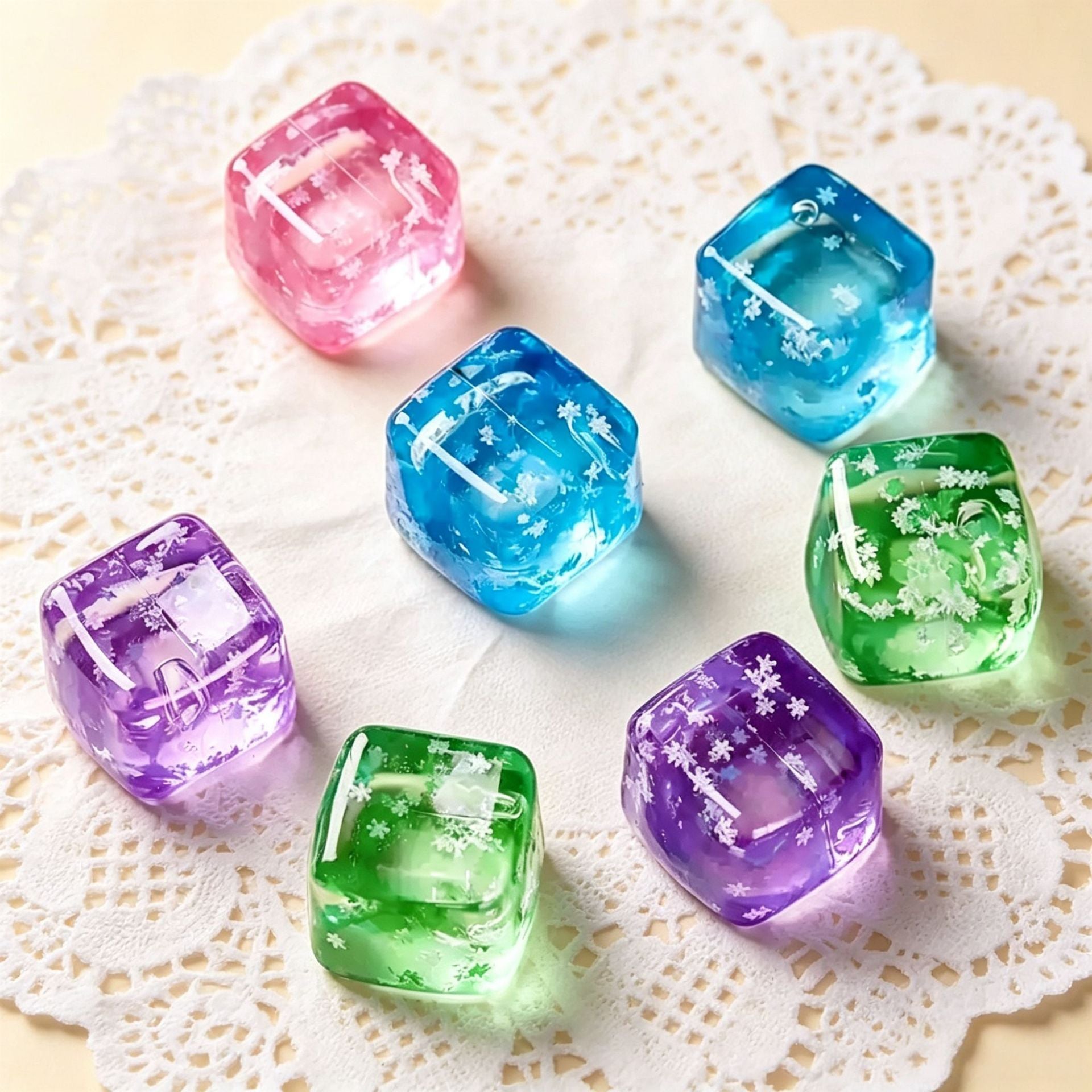 Snowflake Ice Cube Squishy Toy Pink