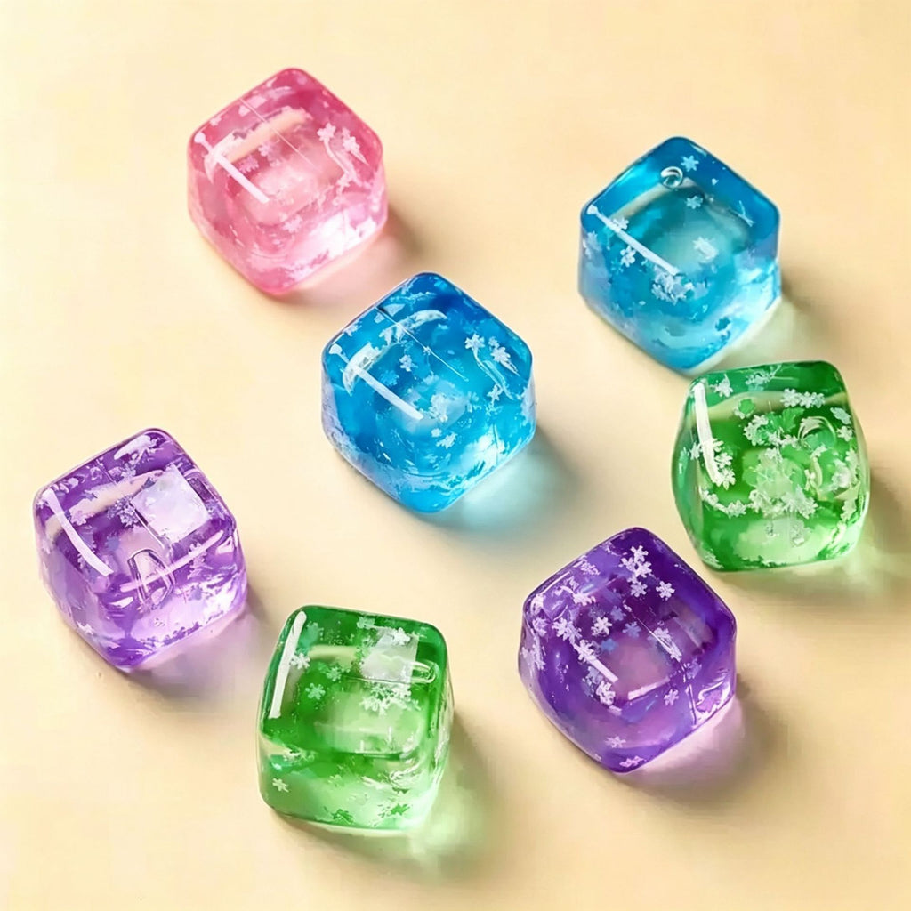 Green Glitter Snowflake Ice Cube Squishy Toy