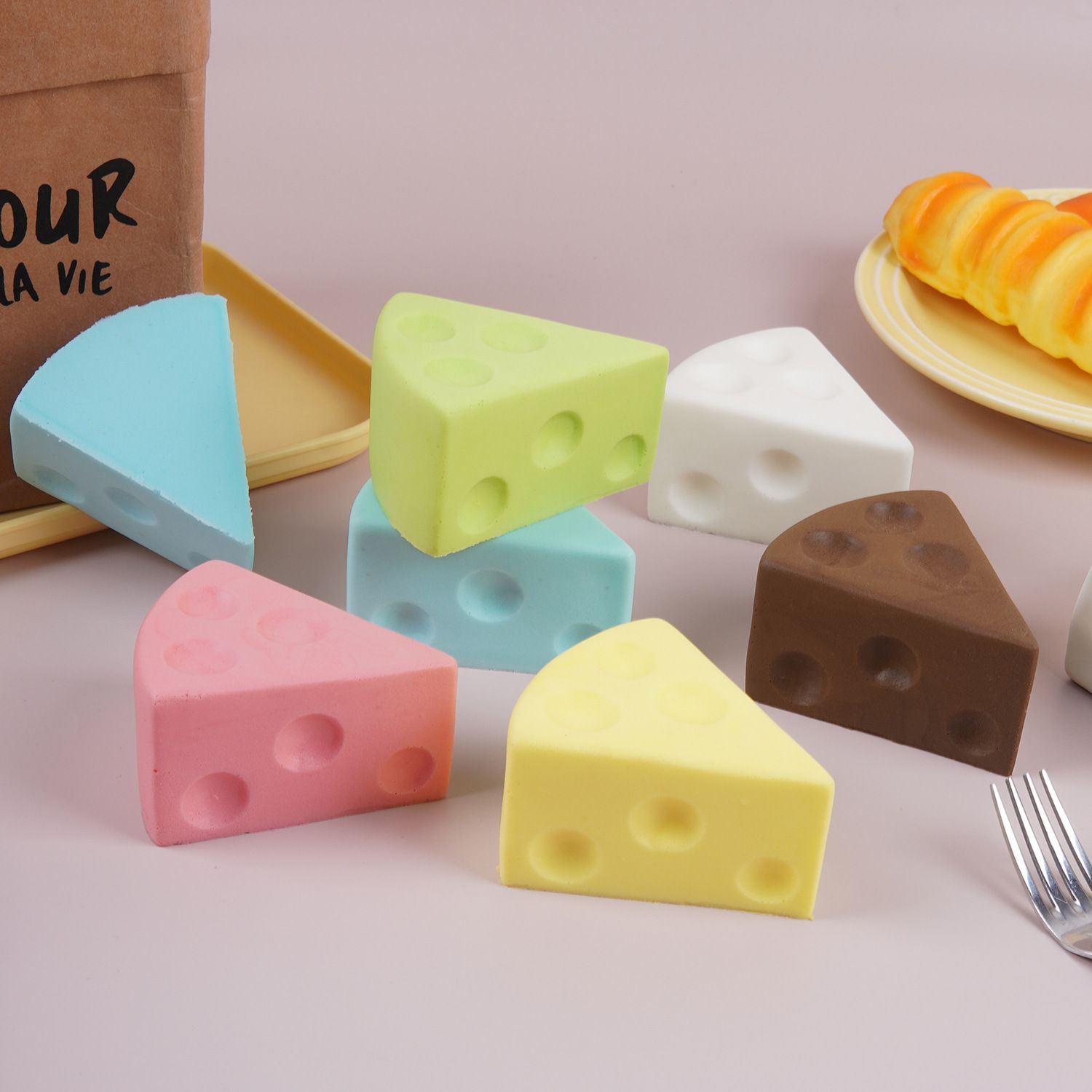 7.5cm Green Triangle Cheese Squishy Toy