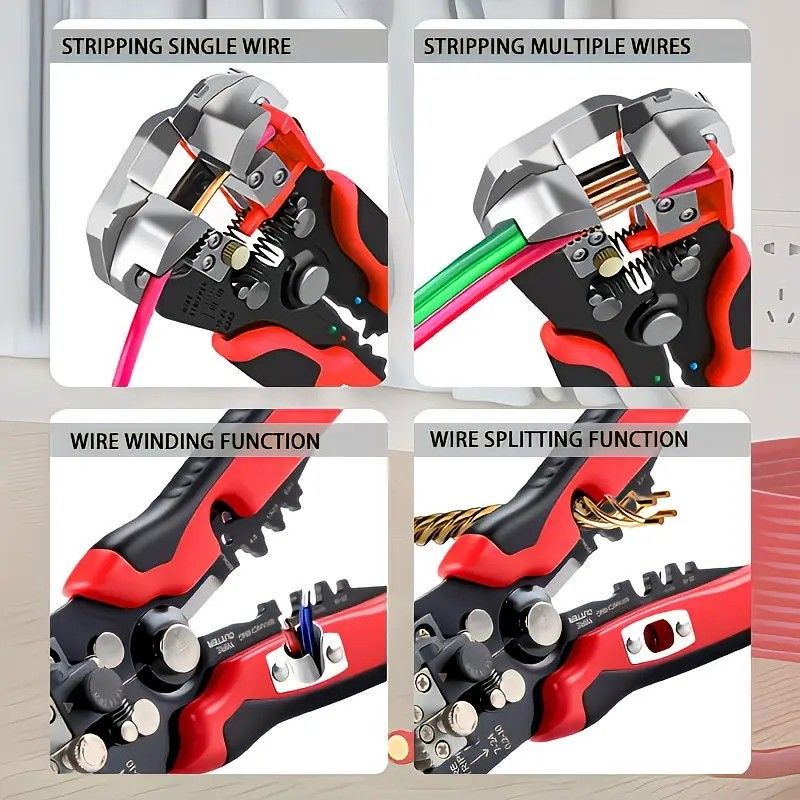 Multifunctional Wire Stripper, Five-in-One All-Purpose, Widely Compatible with 7-24 AWG, Intelligent Adjustment for Precise Stripping Without Damaging Core, Full Capabilities in Cutting, Crimping, Splitting, and Winding, Essential for Electricians and DIY