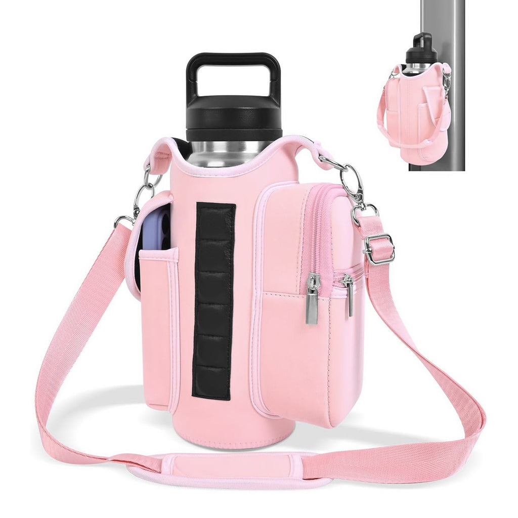 6-Magnet Suction Fitness Water Bottle Bag: Comes with Phone Pocket + Multi-Pocket Crossbody Design, Adjustable Shoulder Strap, Compatible with Treadmill and Squat Rack, Thickened Wear-Resistant Sports Essential/GREY