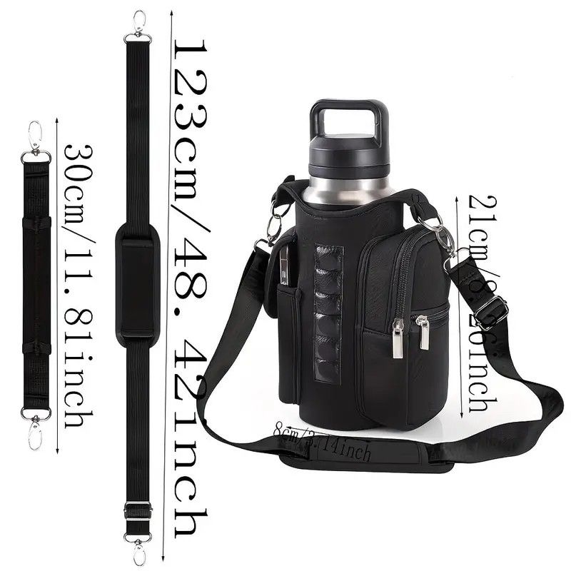 6-Magnet Suction Fitness Water Bottle Bag: Comes with Phone Pocket + Multi-Pocket Crossbody Design, Adjustable Shoulder Strap, Compatible with Treadmill and Squat Rack, Thickened Wear-Resistant Sports Essential/beige