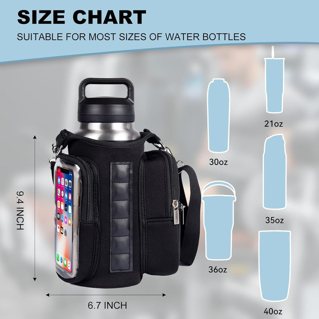 Transparent Single Row 6 Magnet Fitness Water Bottle Bag: HD touchscreen phone pocket, multi-pocket storage, thickened wear-resistant material securely attaches to equipment, one bag handles all sports and travel needs./purple