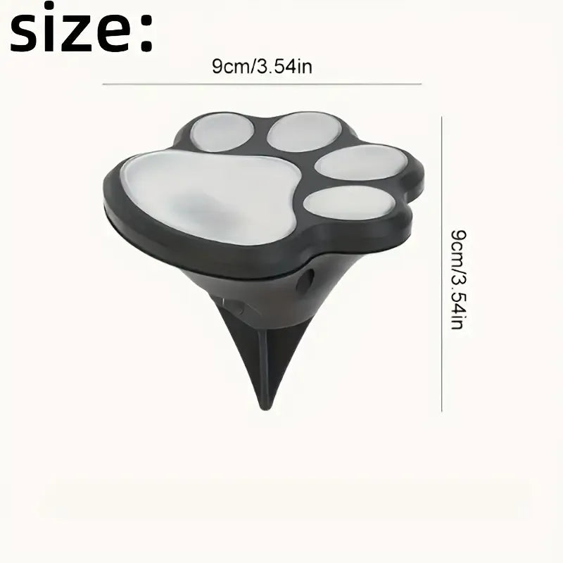 4PCS Dog Paw Solar Ground Light: Realistic paw print design, solar powered, auto on at night. Add warmth and charm to your garden pathway./Warm light