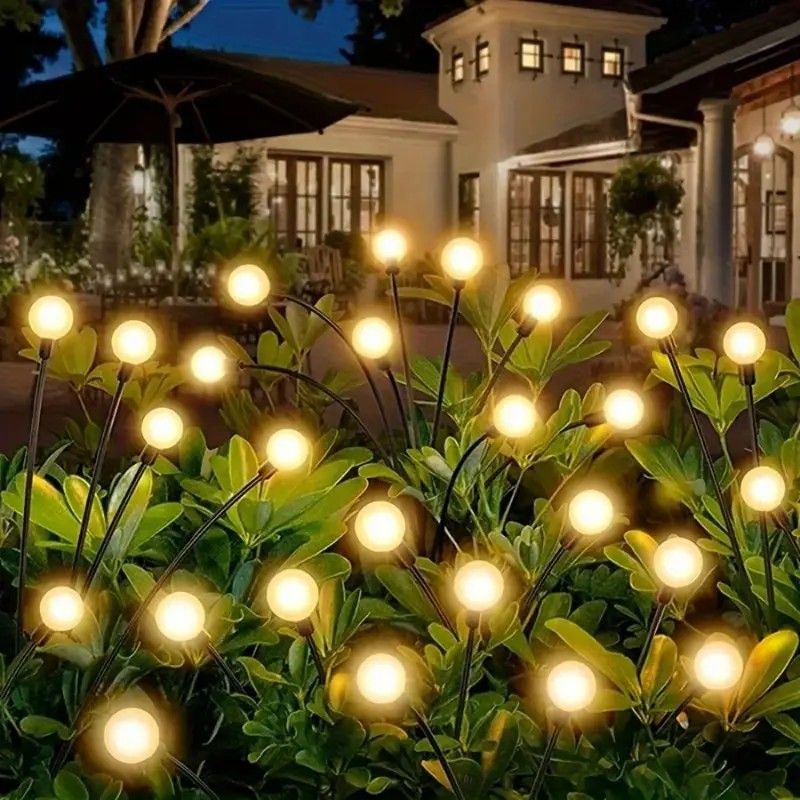 Solar Firefly Wind Light: Charges during the day, glows at night. Sways in the wind like dancing fireflies, lighting up your yard with romance./6 Lamp holder [warm light] is always on