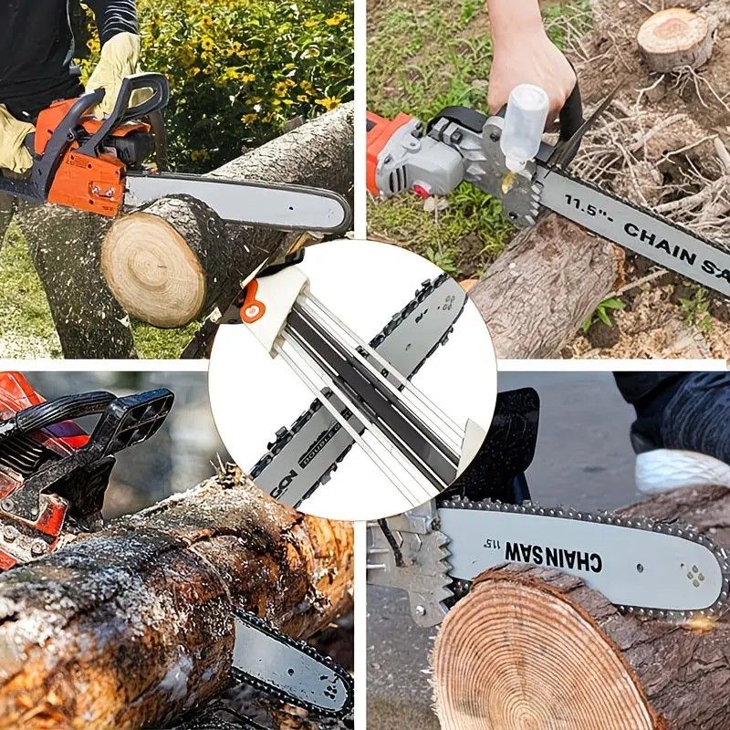 Chain saw file: upgraded lightweight, battery-free and portable, precision sharpening for 3/8-inch saw chain, single-direction reciprocating operation, essential tool for outdoor gardening and forestry maintenance.(White-with 4.8 file)