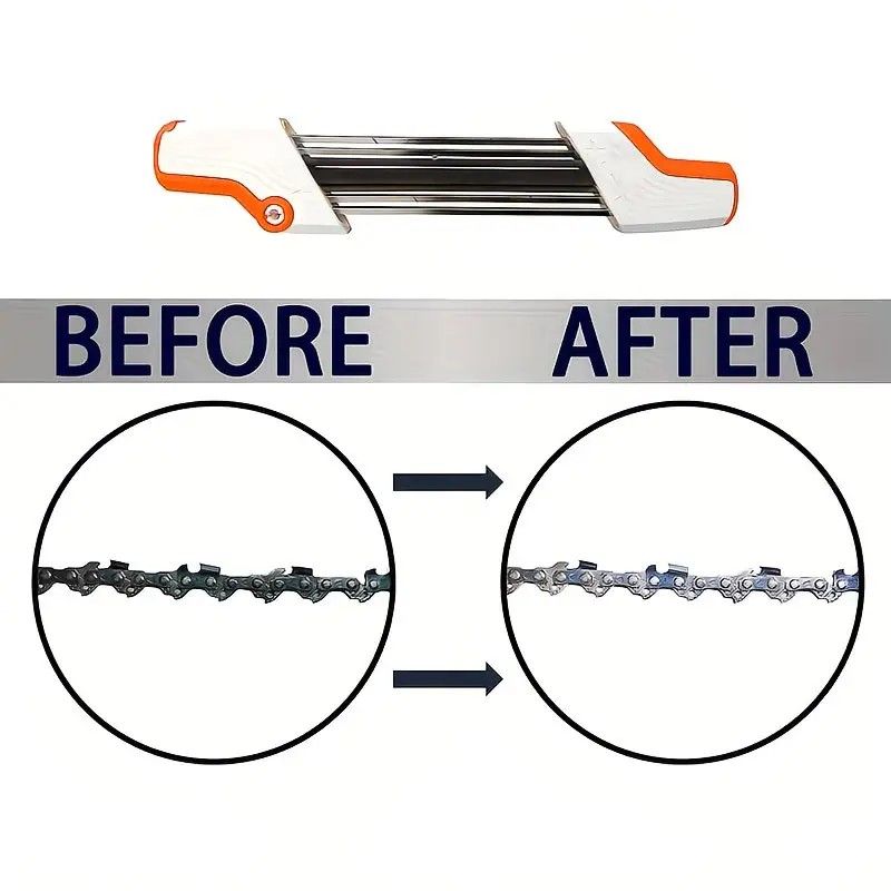 Chain saw file: upgraded lightweight, battery-free and portable, precision sharpening for 3/8-inch saw chain, single-direction reciprocating operation, essential tool for outdoor gardening and forestry maintenance.(Blue-with 4.0 file)
