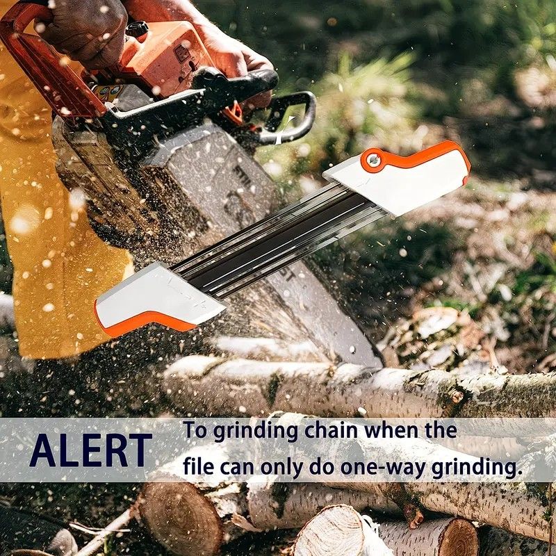 Chain saw file: upgraded lightweight, battery-free and portable, precision sharpening for 3/8-inch saw chain, single-direction reciprocating operation, essential tool for outdoor gardening and forestry maintenance.(Blue-with 4.0 file)
