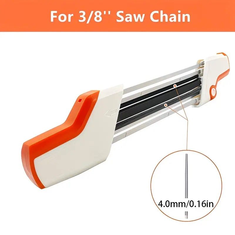 Chain saw file: upgraded lightweight, battery-free and portable, precision sharpening for 3/8-inch saw chain, single-direction reciprocating operation, essential tool for outdoor gardening and forestry maintenance.(Blue-with 4.0 file)