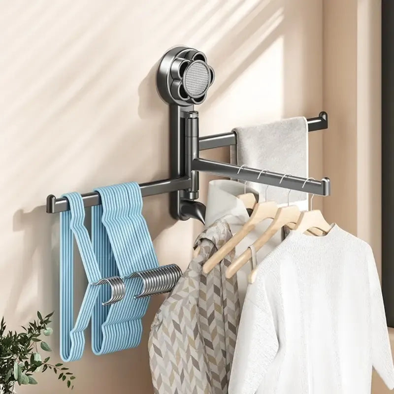No-drill ABS Suction Cup Towel Rack, 180° Rotating Layered Storage, Dual Use for Kitchen and Bathroom, Sturdy Load Bearing and Easy to Clean./Milk white four-bar