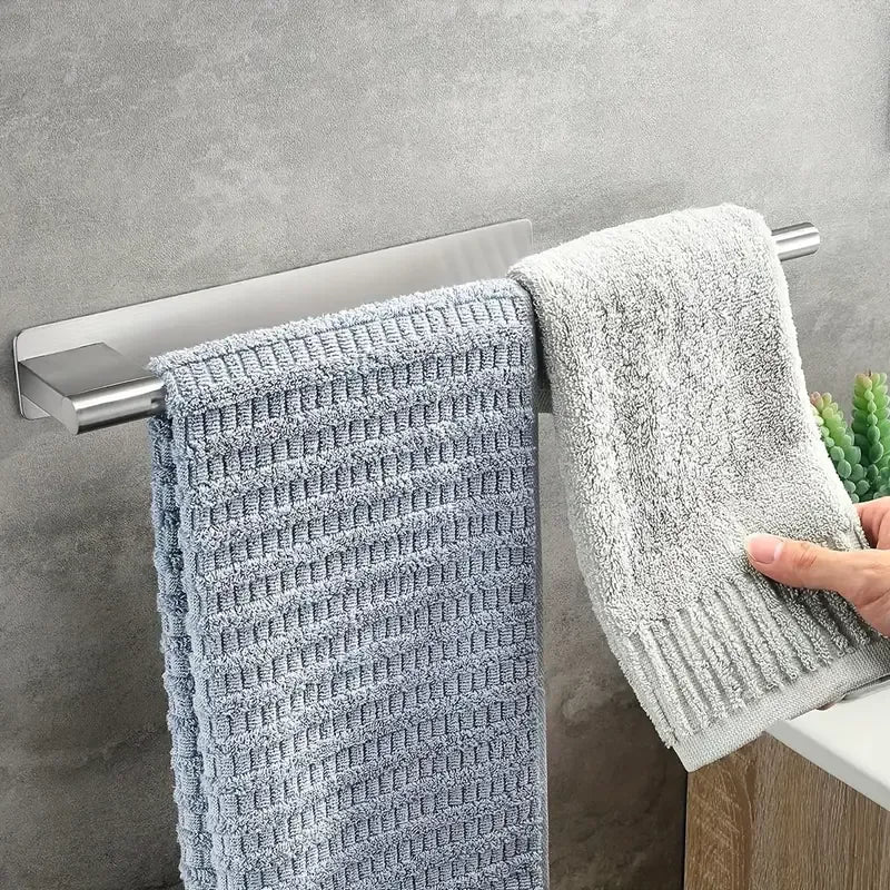 Stainless steel drill-free towel bar, rust-proof and durable, strong adhesive installation, super convenient for hanging towels in bathroom and kitchen../inherent