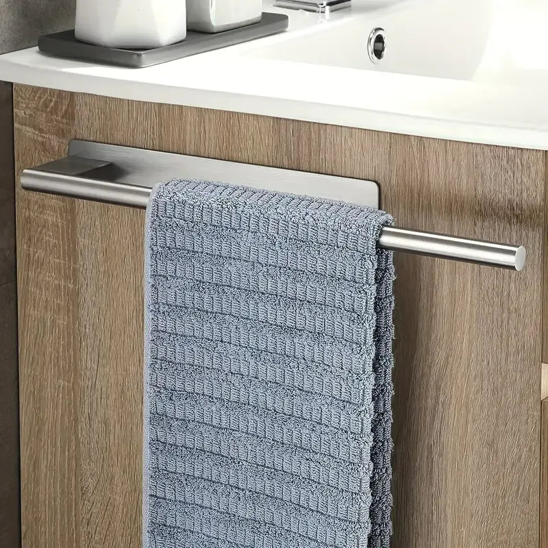 Stainless steel drill-free towel bar, rust-proof and durable, strong adhesive installation, super convenient for hanging towels in bathroom and kitchen../inherent