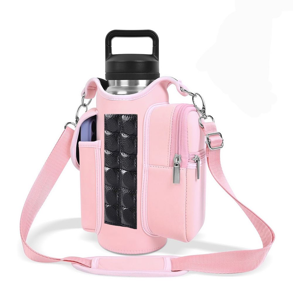 Double Row 12 Magnet Sports Water Bottle Bag: Magnetic attachment stays rock-solid, multi-scenario compatibility frees your hands, thickened wear-resistant fabric with thoughtful details, making sports and travel worry-free and efficient./PINK
