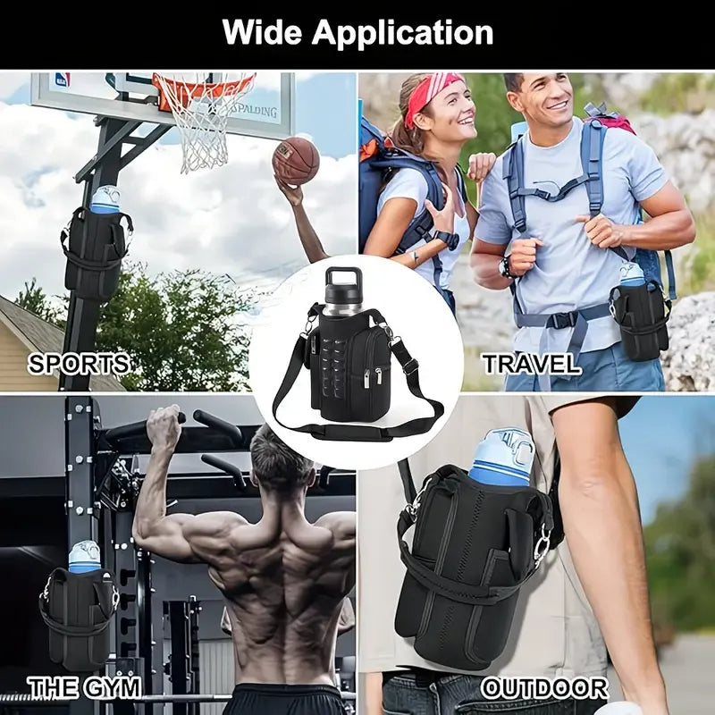 Black Double Row 12 Magnet Sports Water Bottle Bag: Magnetic attachment stays rock-solid, multi-scenario compatibility frees your hands, thickened wear-resistant fabric with thoughtful details, making sports and travel worry-free and efficient./BLACK