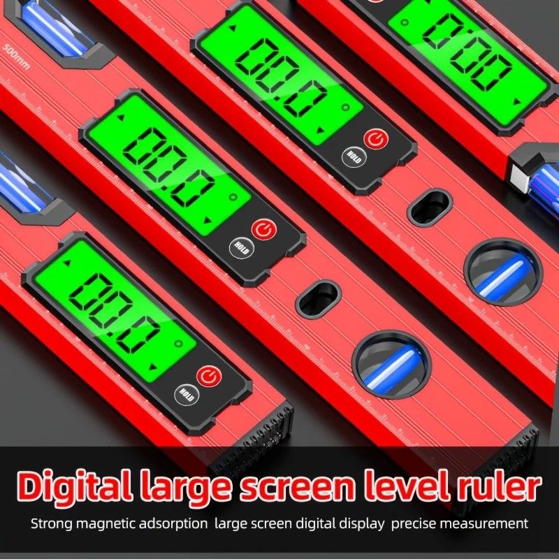 500mm Digital Level with Backlit LCD Display, Strong Magnetic Base, and Heavy-Duty Aluminum Alloy Material