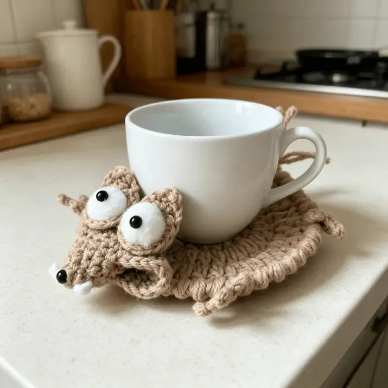 2PCS Hand-crocheted squirrel coaster, soft and durable yarn. The cute and adorable design combines decoration, heat insulation, and stress relief in one. Compact and practical, it brightens up your office life.