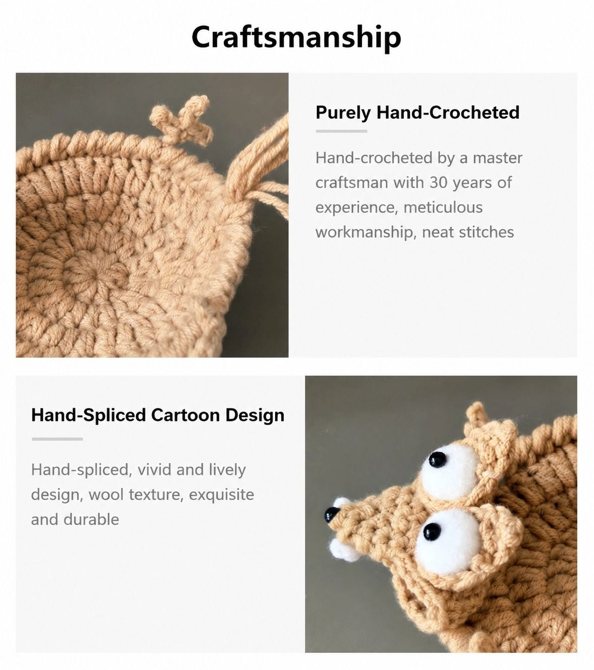 2PCS Hand-crocheted squirrel coaster, soft and durable yarn. The cute and adorable design combines decoration, heat insulation, and stress relief in one. Compact and practical, it brightens up your office life.