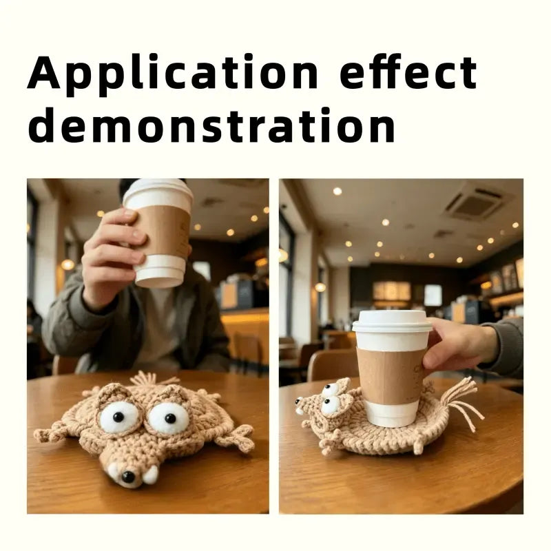 2PCS Hand-crocheted squirrel coaster, soft and durable yarn. The cute and adorable design combines decoration, heat insulation, and stress relief in one. Compact and practical, it brightens up your office life.