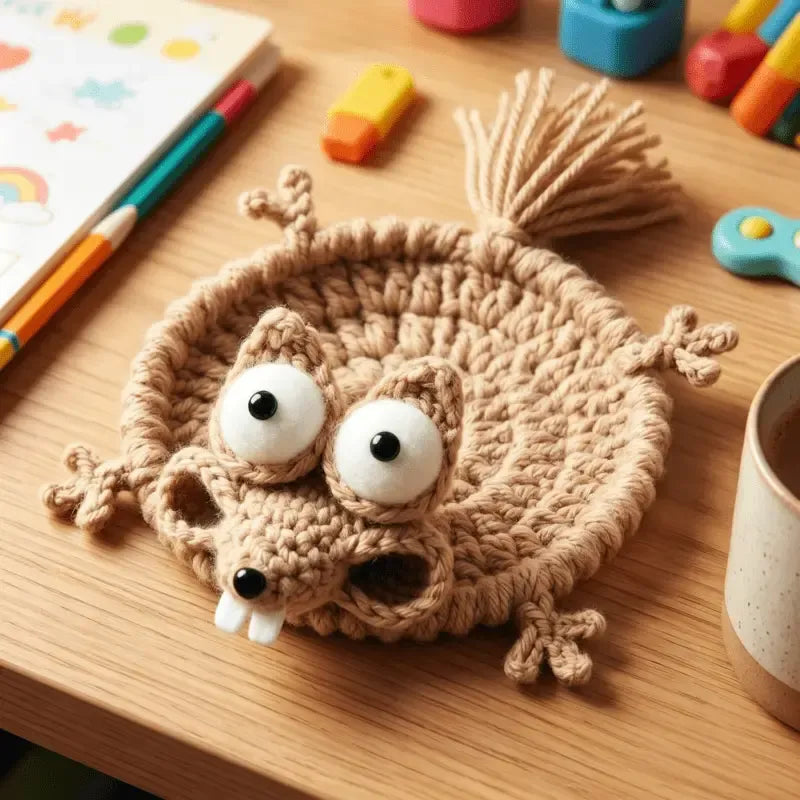 2PCS Hand-crocheted squirrel coaster, soft and durable yarn. The cute and adorable design combines decoration, heat insulation, and stress relief in one. Compact and practical, it brightens up your office life.