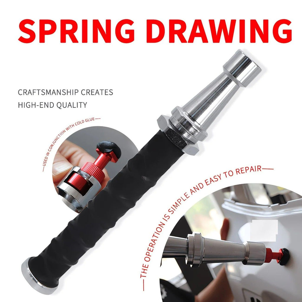 Paintless Dent Repair Puller, built-in powerful spring for automatic rebound, telescopic rod adapts to multiple scenarios, three-step operation for easy dent repair, labor-saving, efficient, and paint-friendly.（Spring tension hammer）