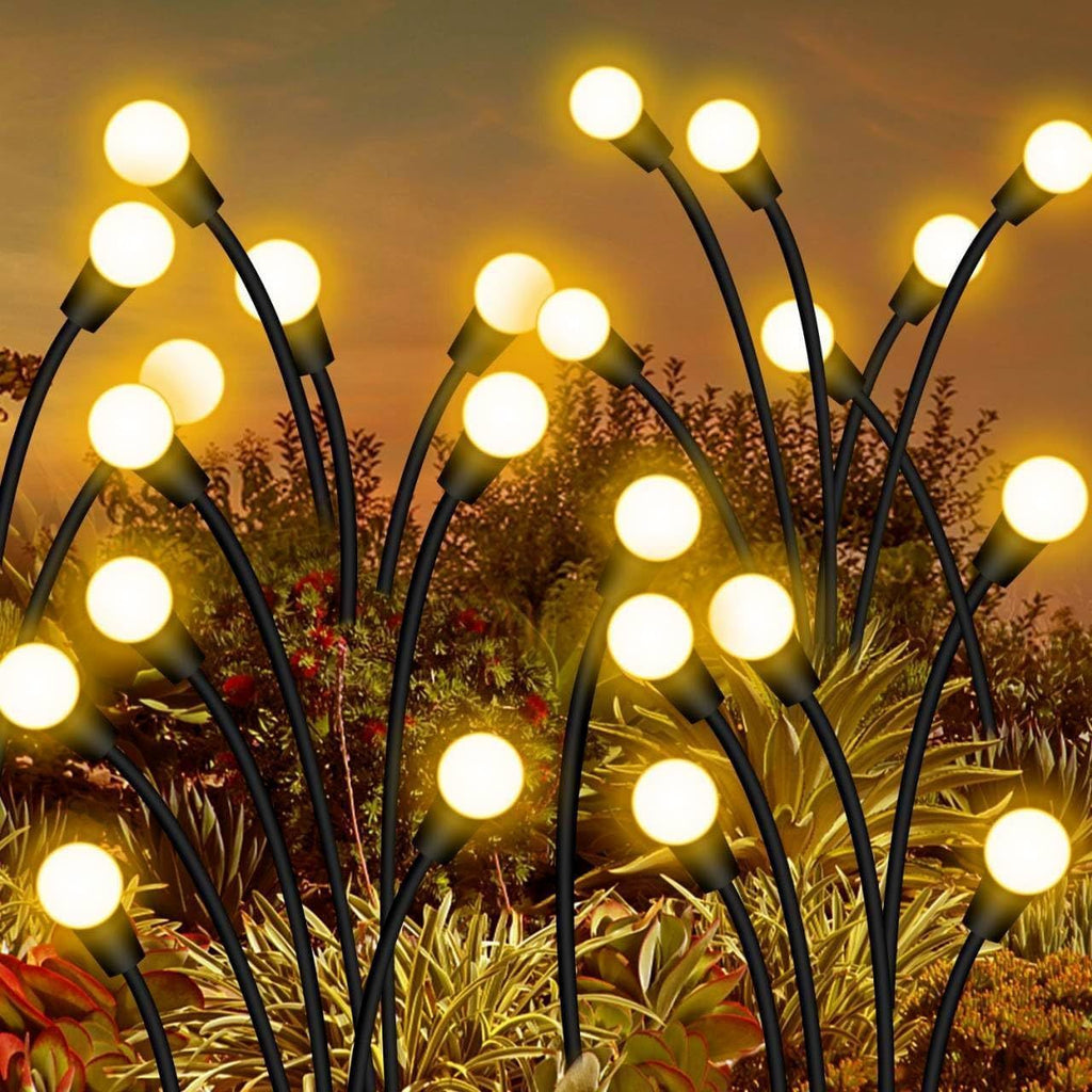 Solar Firefly Wind Light: Charges during the day, glows at night. Sways in the wind like dancing fireflies, lighting up your yard with romance./8 lamp holder [warm light] is always on
