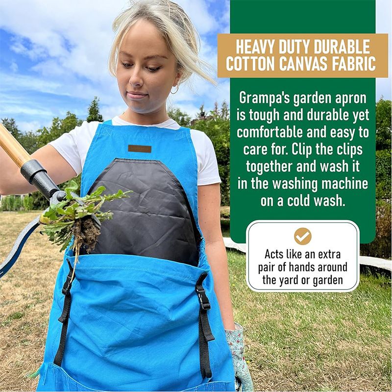 Oxford Cloth Multifunctional Gardening Apron, Thickened Durable Lightweight Large Pocket, Back Cross Straps Unisex（red)