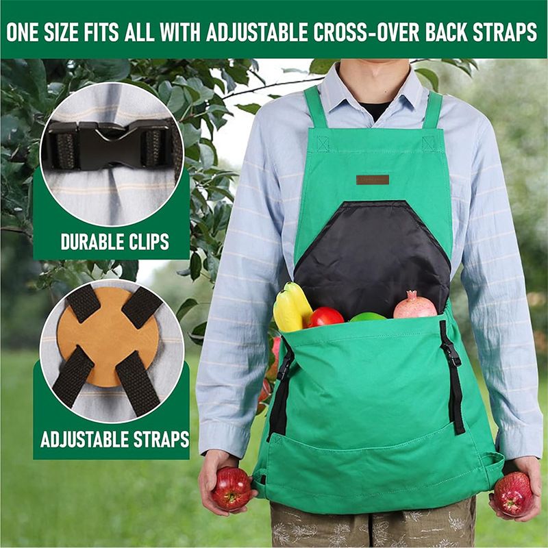 Oxford Cloth Multifunctional Gardening Apron, Thickened Durable Lightweight Large Pocket, Back Cross Straps Unisex（red)