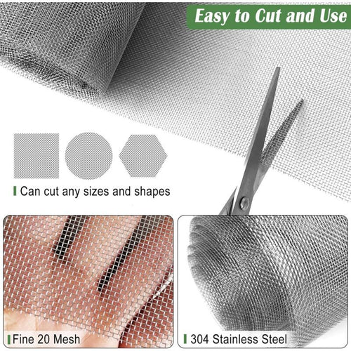304 Stainless Steel Mesh 20 Mesh 60x200cm Insect Rodent Proof Garden Guard