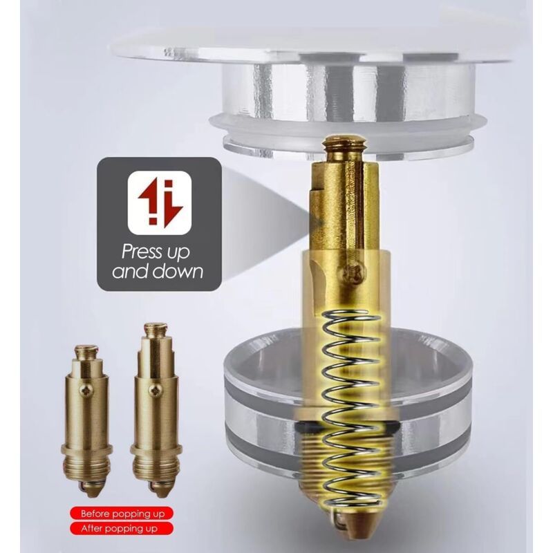 2x Brass Pop Up Drain Spring Cores Click Clack Bathtub Sink Basin Plug