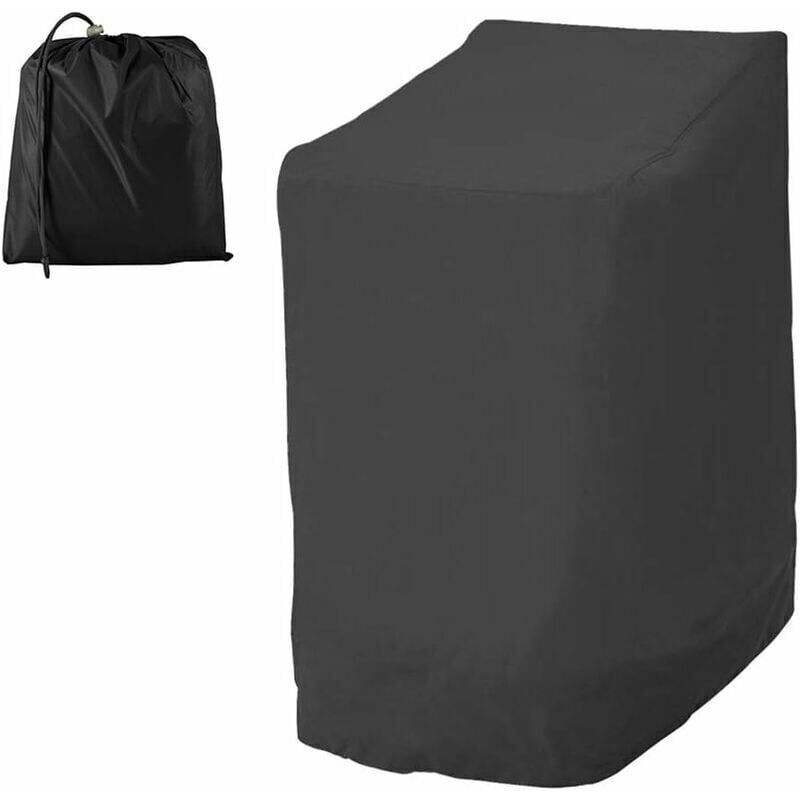 210D Oxford Waterproof Stacking Garden Chair Cover Black, 210D, Protective Cover for Outdoor Patio Chairs with Adjustable Rope, 114x85x65cm