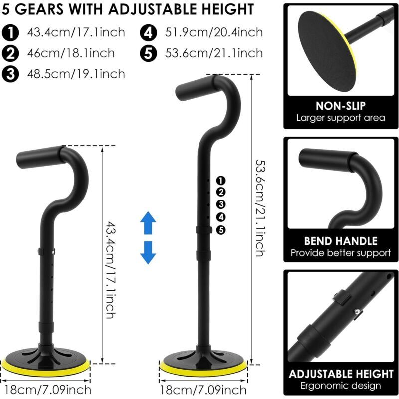 Adjustable Bed Cane Stand Assist Aid for Elderly Getting Up Support