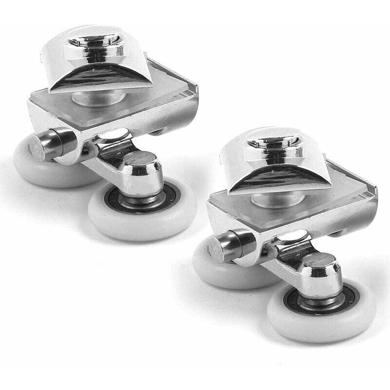 4 Pcs Double Castors, 2 Zinc Alloy Bathroom Castors Diameter for Sliding Shower Door, 23mm Diameter