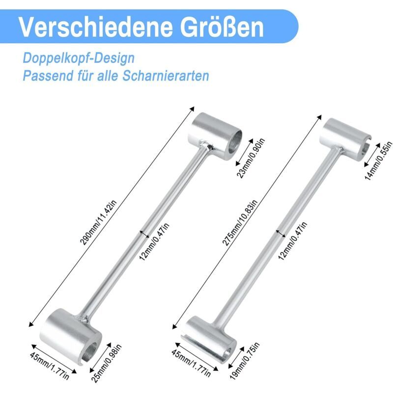 Hinge Gap Adjustment Wrench Adjusting Tools for Door Hinges for Flags Type Hinged Doors Such as Fire Doors Safety Doors, 14 and 19 and 23 and, 25 mm