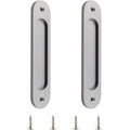 2x Oval Recessed Sliding Door Handles Matte Aluminium Barn Door Pulls