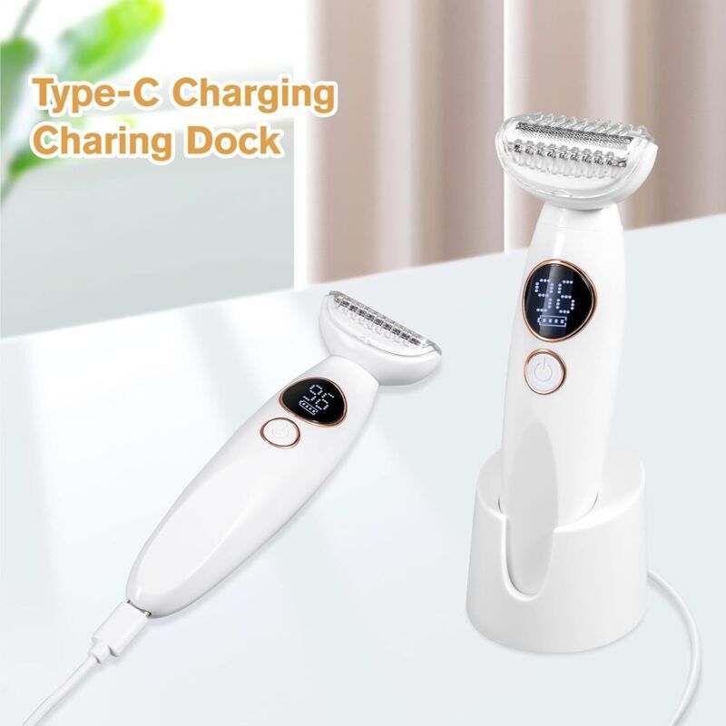 5-in-1 Ladies Electric Shaver Bikini Trimmer IPX7 Waterproof USB Station