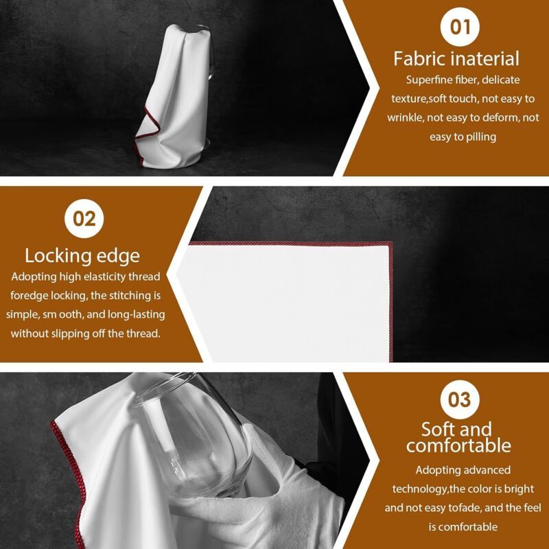 3x Microfibre Glass Polishing Cloths Lint Free Streak Free Bar Kitchen