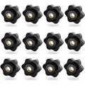12x Plastic Star Knob Nuts M8 Internal Thread Handle Screws Black