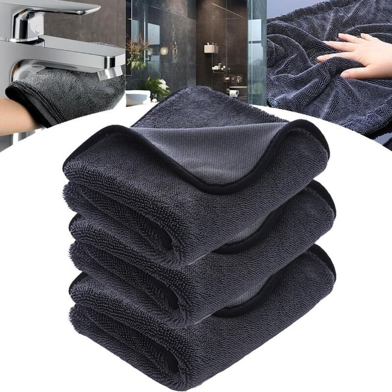 3x XXL Microfibre Cleaning Cloths 40x60cm Lint Free Absorbent Car Home