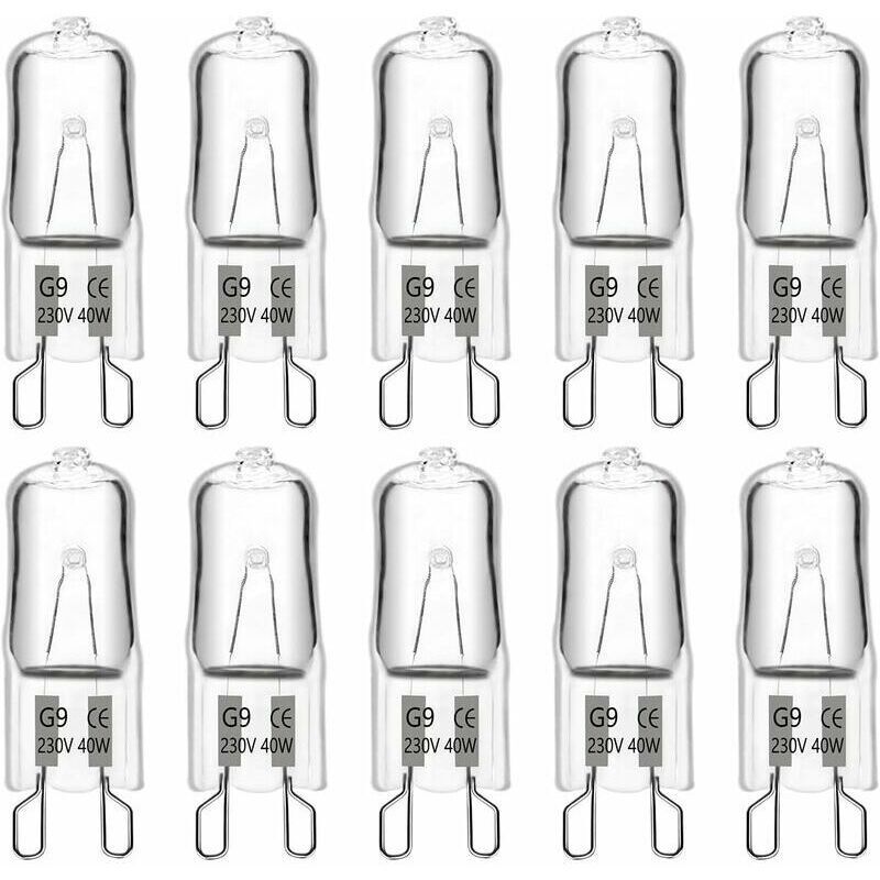 10x G9 Halogen Bulbs 40W 230V 480LM 2900K Warm White Dimmable Capsule