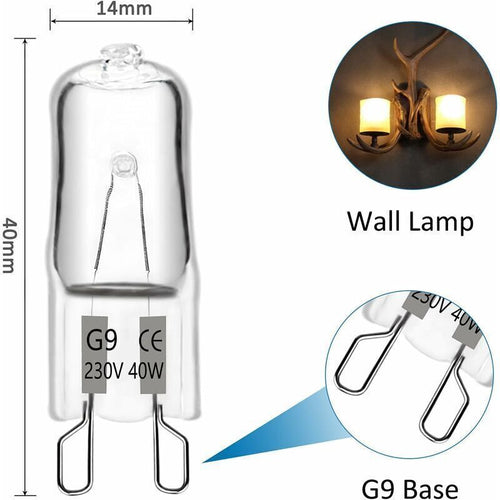 10x G9 Halogen Bulbs 40W 230V 480LM 2900K Warm White Dimmable Capsule