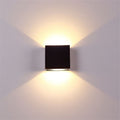 Modern LED Wall Light, 7W, Black Square, Warm Light Living Room Suitable for the Bedroom or Garden with a Colonnade