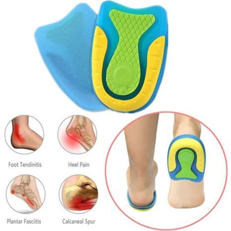 Silicone Gel Heel Lift Inserts Pair for Plantar Fasciitis Achilles Pain